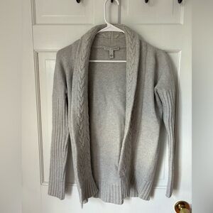 Autumn Cashmere Open Braided Cardigan Sweater Wool Cashmere Gray, Size Small S